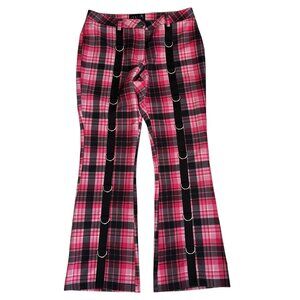 Dolls Kill Delia's Scream and Shout Pink Plaid Printed D-Ring Low Rise Pants S